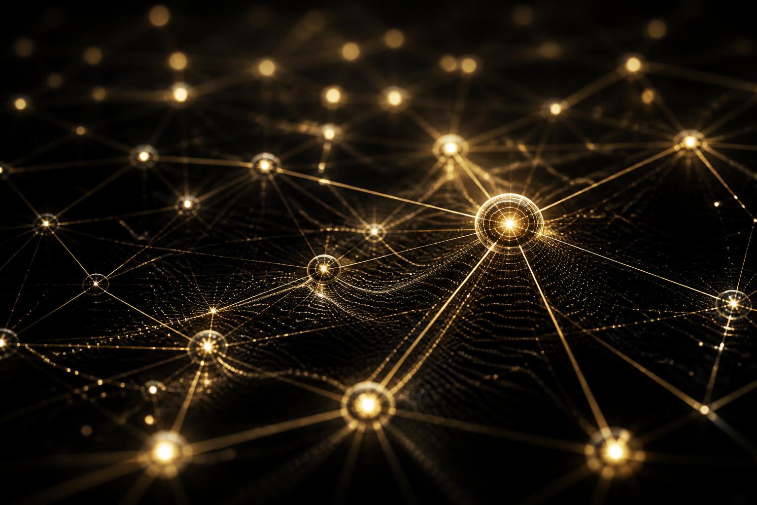 Abstract AI neural network visualization in blue